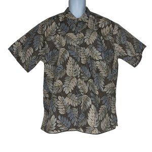 Vintage Cooke Street Shirt Mens XL Aloha Beige Tan Leaf Hawaiian Beach Vacation